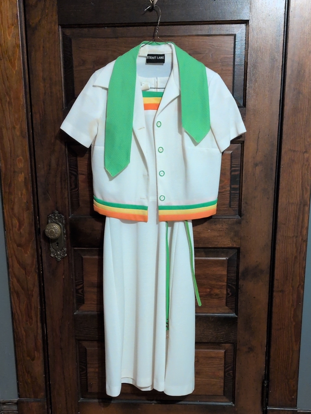 Rare Vintage 1970s Strait Lane - Dress, Jacket, Scarf & Belt